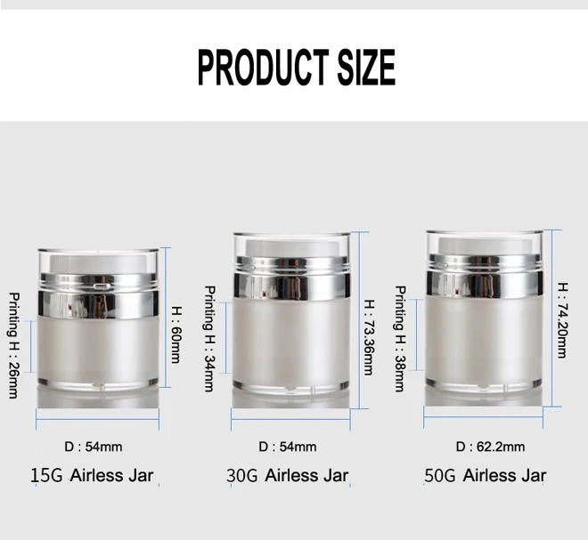 Eco friendly 30g Round plastic Acrylic Cosmetic Cream Airless Jar containers for Eye Care packaging