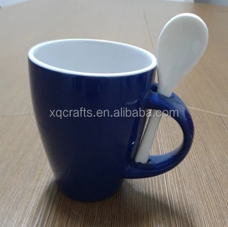 Whole Bulk V Shaped Ceramic Coffee Mug With Spoon Whole Bulk V Shaped Ceramic Coffee Mug With Spoon