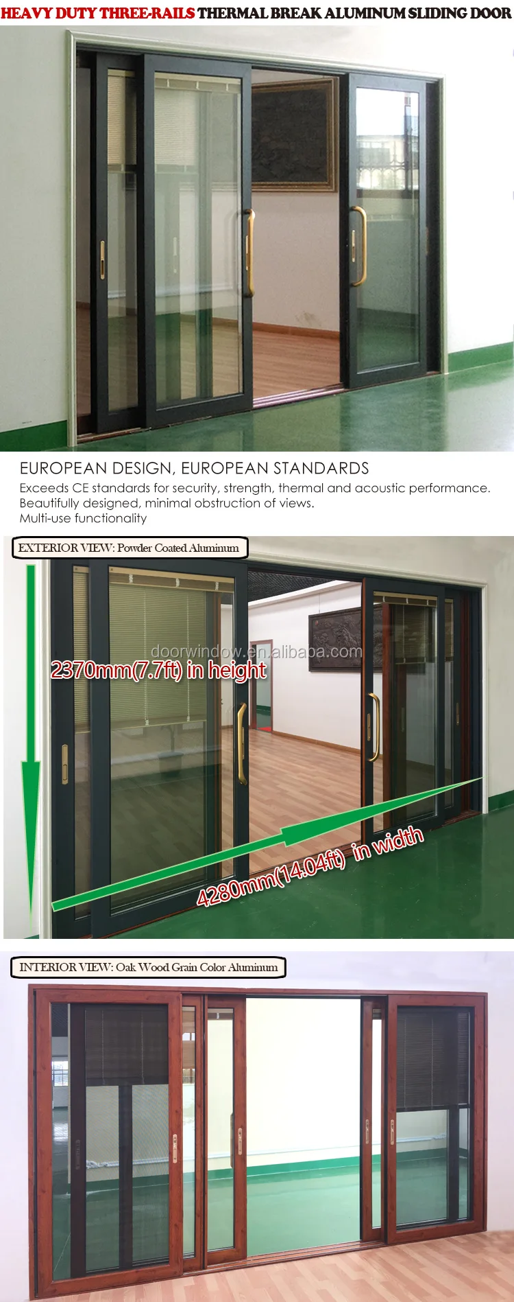 Closet aluminum sliding door cheap glass doors casting slide