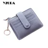 YZORA Super slim Short style genuine leather women billfold wallet for card for change