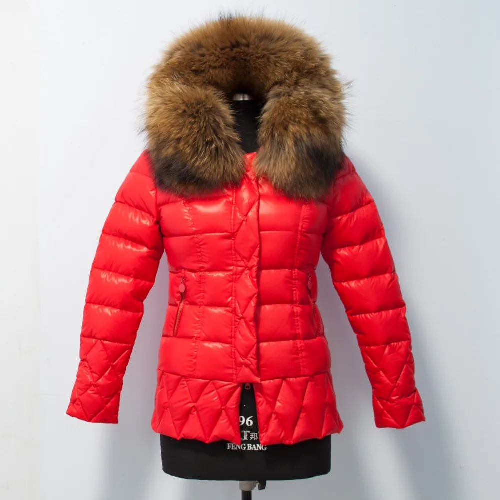 women's down jacket with real fur hood