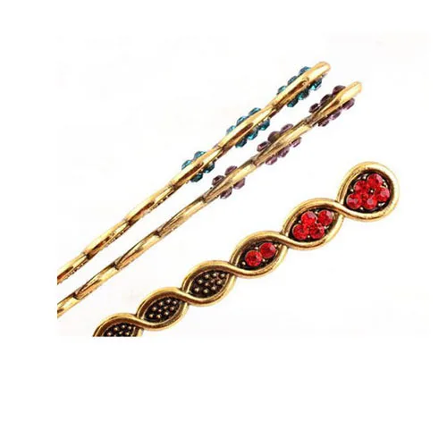 retro bunished gold plated hair pin women spiral fashion tattoo hair jewelry