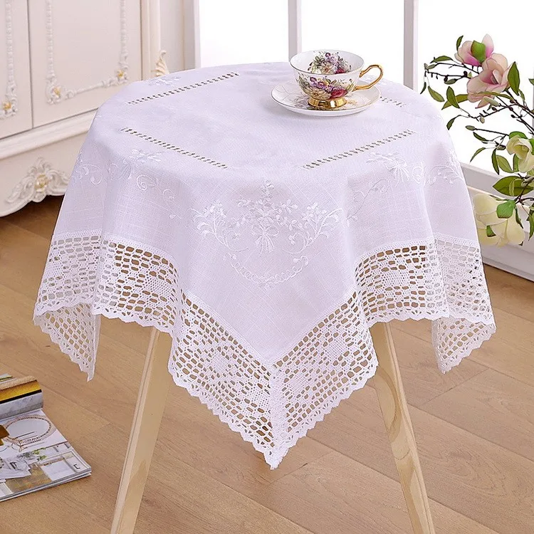 Factory Outlet White Embroidered Lace Tablecloth For Party Wedding