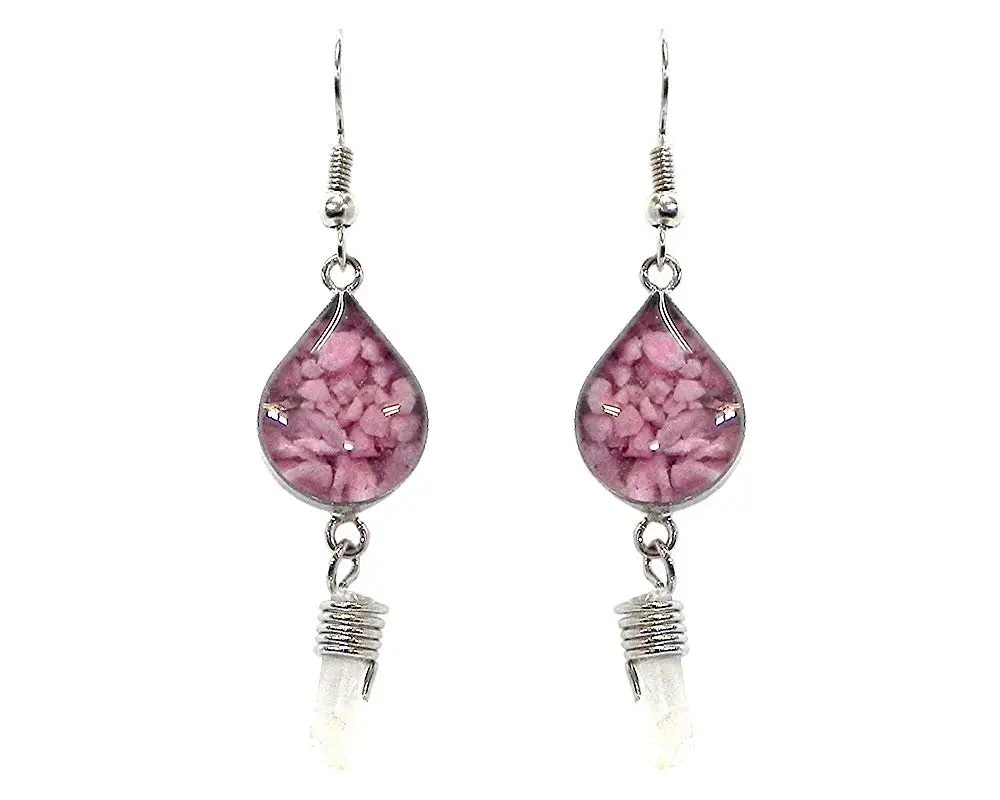Chip Stone Inlay Square Shaped Dangle Earrings