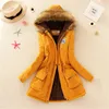 Ladies Warm Long Coat Fur Collar Hooded Quilted Jacket Slim Winter Parka Outwear