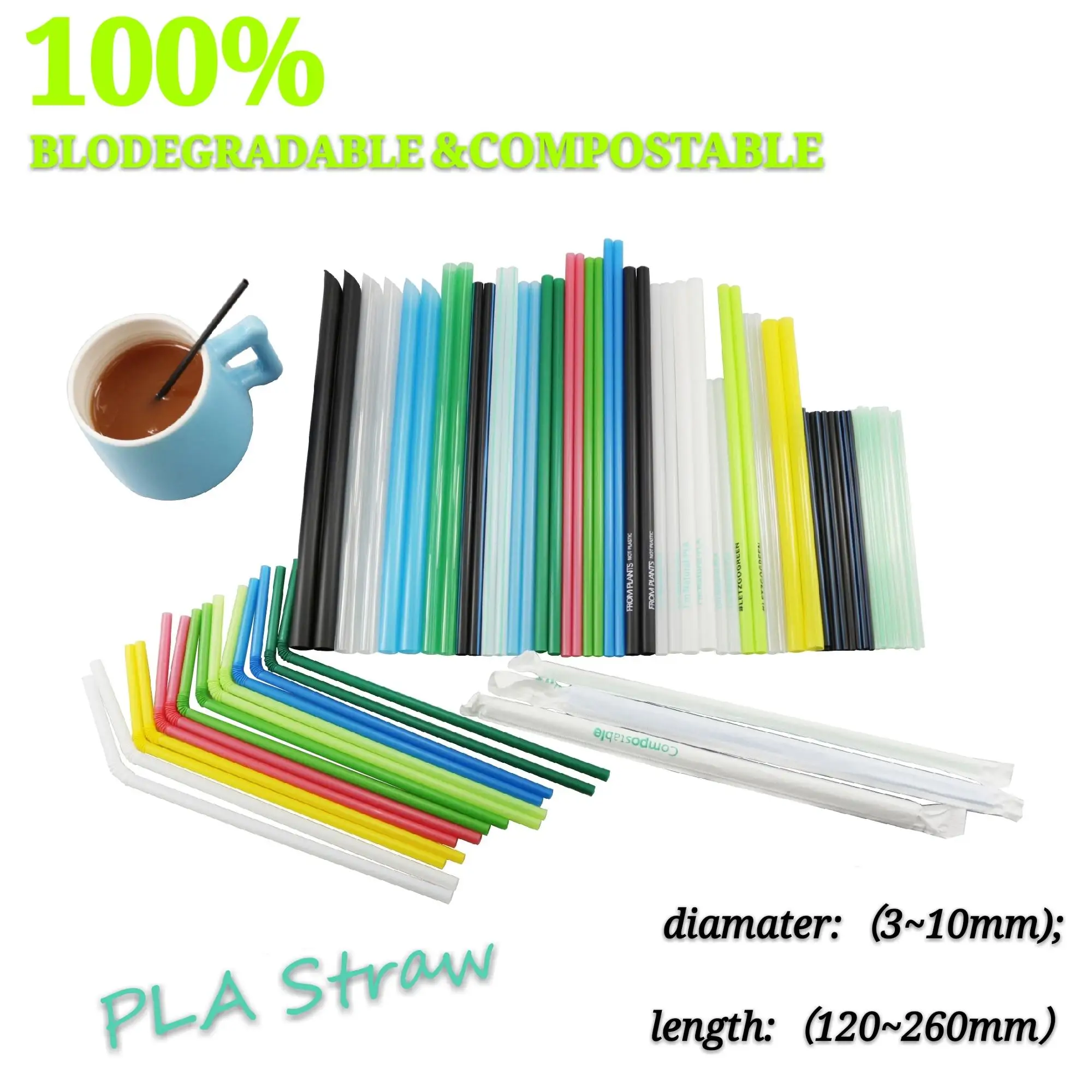 Pla Plastic Biodegradable Straws Drinking Disposable Straw Enviroment ...