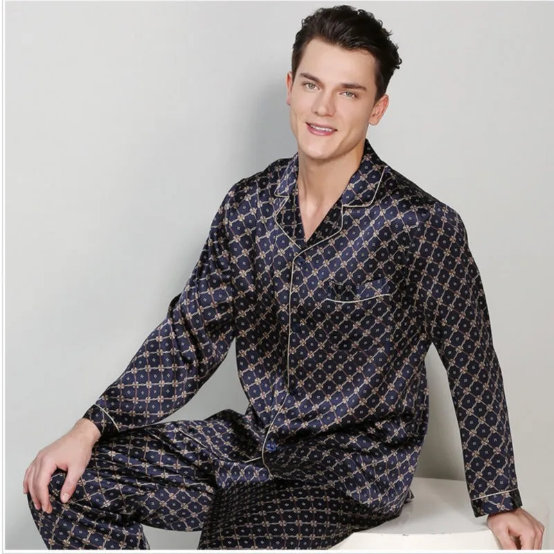 Hot Sale 100% Silk Boys Breathable Silk Sleepwear Mens Silk Pajamas ...