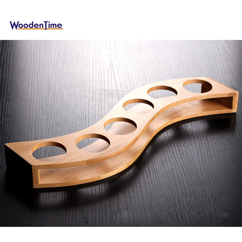 6/7/12 Holes Kitchen natural bamboo wine glass drink holder serving tray wood bamboo coffee beer cup holder tray