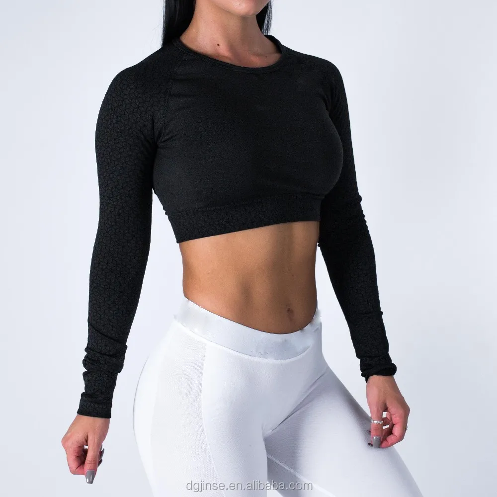 fitness crop top long sleeve