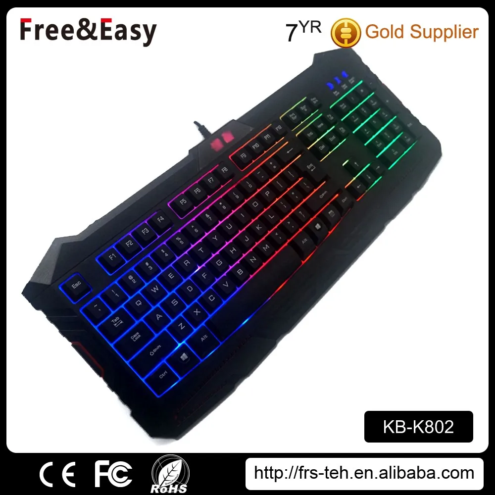 3color Led Backlight Keyboard Usb Wired Backlit Gaming Pc Keyboard