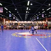 CE Standard pp interlocking portable indoor soccer field,plastic coat sport court surface,interlocking flooring for futsal