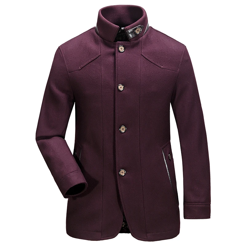 Mens Autumn Winter Brand Slim Type Double Breasted Wool