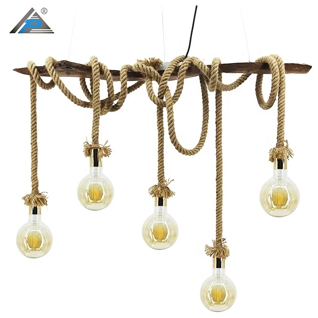Vintage Pendant Lamp with Rope Design New Edison Filament LED Bulb G95 ST64 for Cafe Bars and Restaurant Decoration