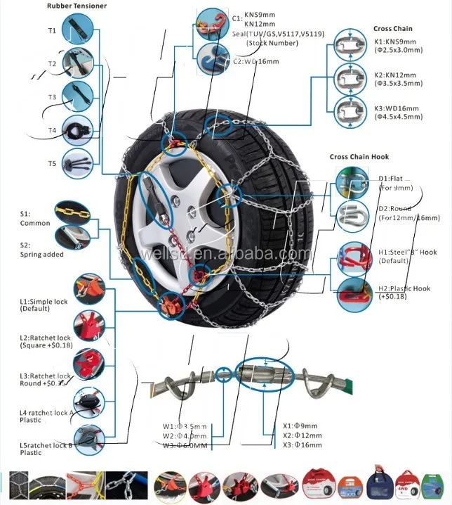 Factory Supply Certification Tyre Protection 9mm Kns Snow Chain Buy Snow Chain,Kns Chain Hook