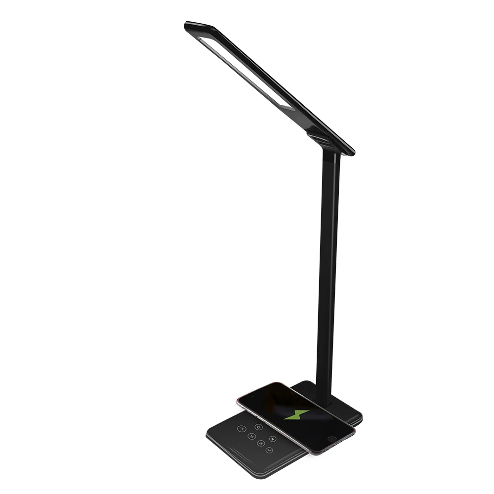 Flexible design energy-saving usb bedside lamp led desk lamp with wireless charger