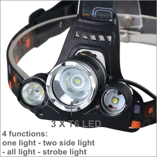 Camping Lantern Flashlight Type 4 Mode 1800 lumens Zoomable Headlamp