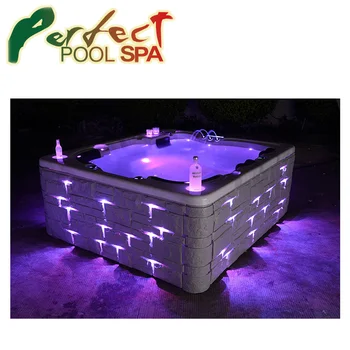 Increíble Diseño 6 Persona Spa Con Polímero De Piedra Falda Y Función