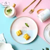 Wholesale Colorful Plates Sets Household Creative Sweet ins-style Color Fresh Pink Blue Charger Plate tableware 9 Pcs