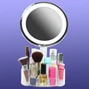 Touch Dimmable Led Makeup Mirror Light Vanity Makeup Mirror with Acrylic Cosmetic Storage Box