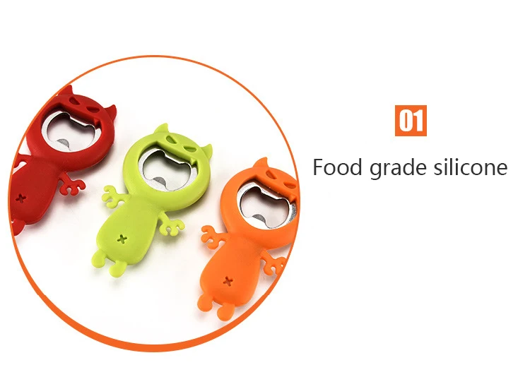 Amazon New Creative Cartoon Multifunction Silicone Stainless Steel Bottle Opener Beer Fridge Openers Kitchen Tools