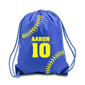 Personalize Small Nylon Softball Drawstring Cinch Bag Personalize Small Nylon Softball Drawstring Cinch Bag