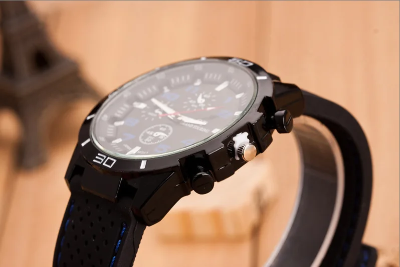 Fashion Men's Sport Wrist Watch Silicone Band Creative Quartz Gift Watches For Boy Friend SW054