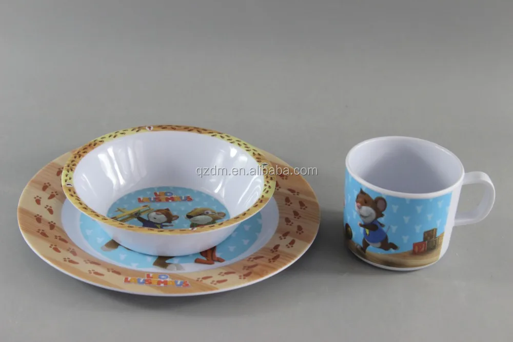 3 Piece Melamine Dinner Ware Sets For Kids/OEM Welcomed