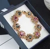 Luxury Indian big gemstone colorful rhinestone flower shaped bracelets