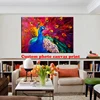 Custom order original Fiery peacock illustration stretched canvas prints wall art