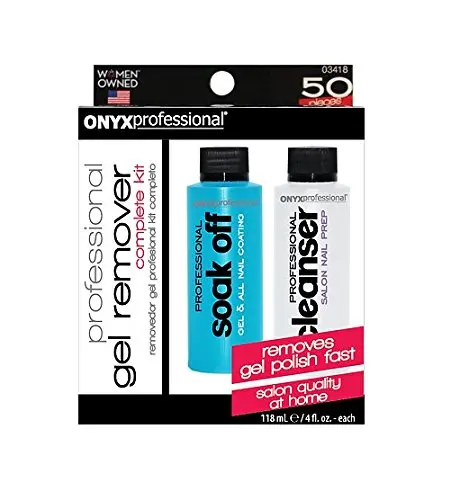 Onyx Professional Nail Polish Remover Kit, includes Gel & Shellac Nail Polish Remover, Nail Cleanser, Foil Wraps, Sanding Blocks & salon Wipes