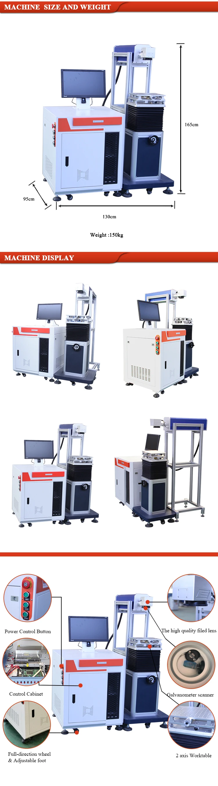 Effective co2 air cooling Carmenhas field mirror optional Co2 laser marking machinery