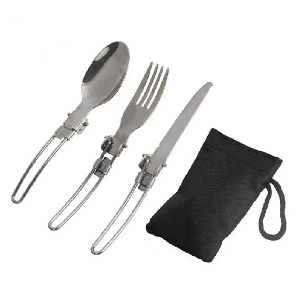 Buy Camping Utensil Set 3 in 1 Foldable Multifunction Stainless Steel
