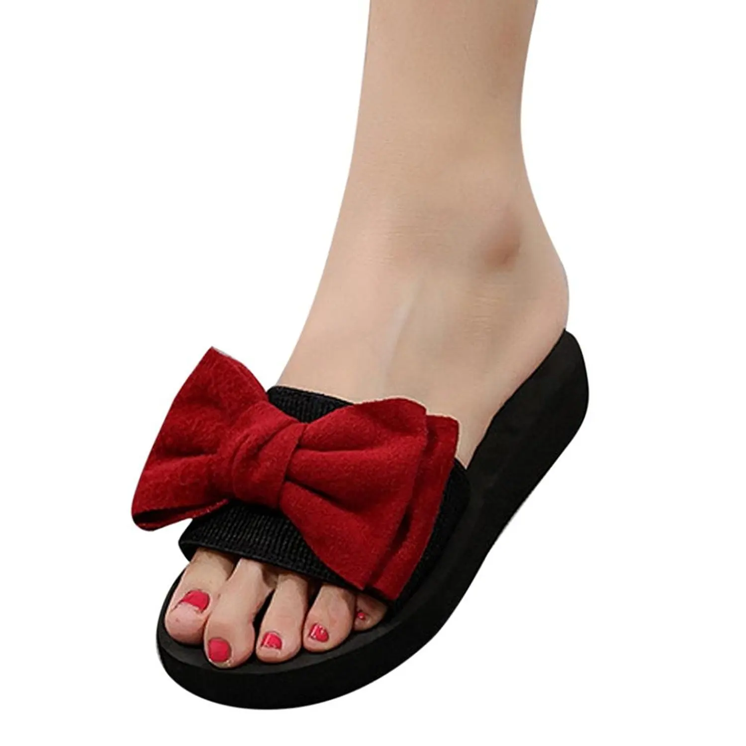 Sunbona Beach Slippers for Women,Ladies Summer Bow Open Toe Anti-Slip Flip Flops Slippers Sandals Shoes