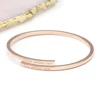Inspire Jewelry 18k rose gold plated stainless steel open bangle bracelet new design engraved 316l bracelets for women