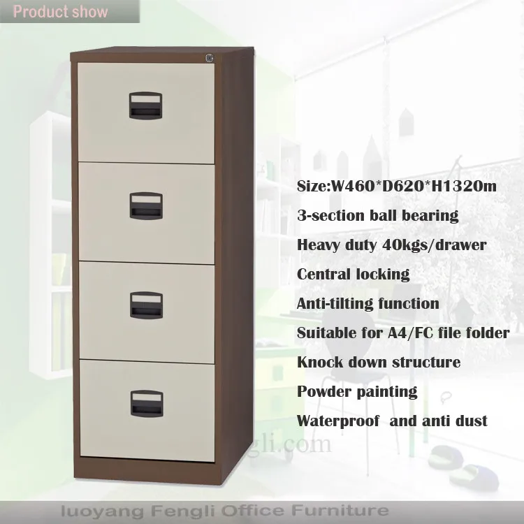 Office Standard Size Metal A3 File Storage Cabinet With 4 Drawer
