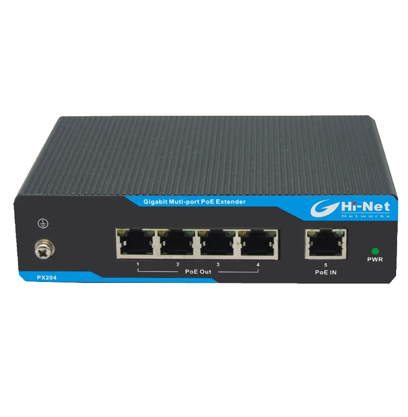 Pow Extender Poe Extender IPX204 - 60W Power, 5x10/100m Ports, 2yr Warranty