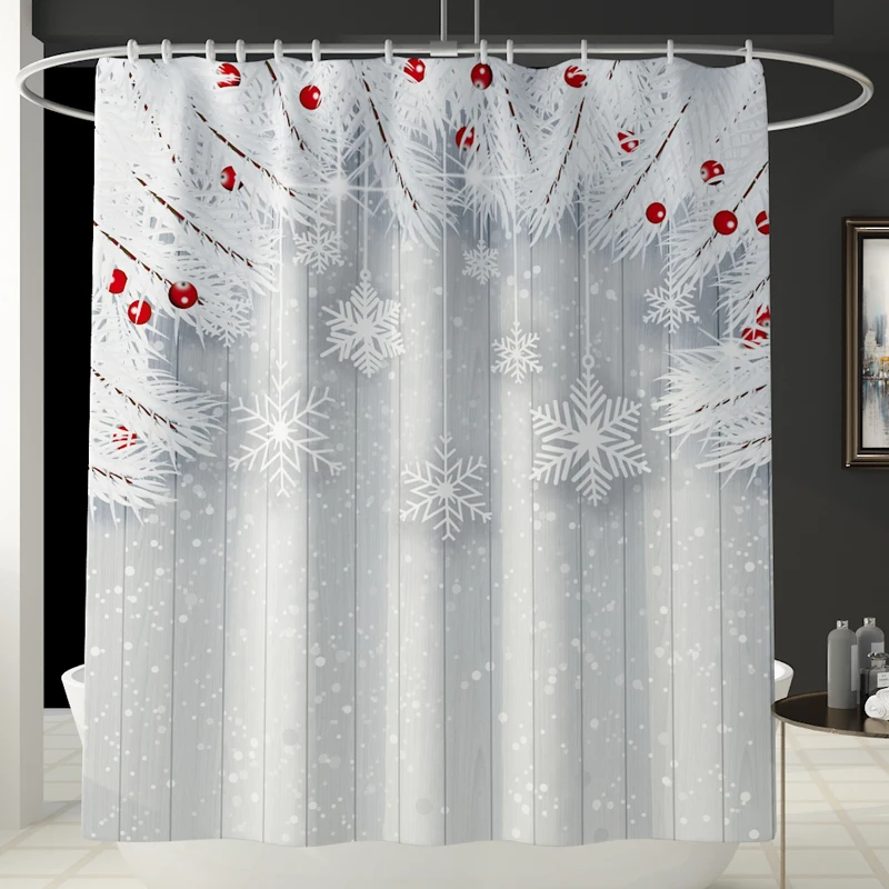 Ready to ship Christmas design Santa Claus polyester fabric bathroom mat bath rug sets 72"*72" shower curtain
