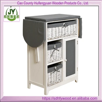 Wooden Folding Ironing Board With Willow Drawer Console Table