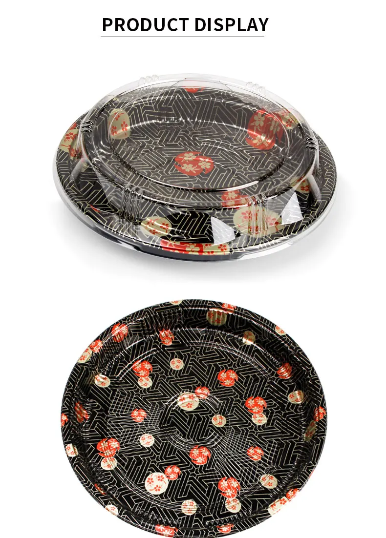 S51R  Sakura printing Disposable Sushi Packaging Tray with Dome Lid