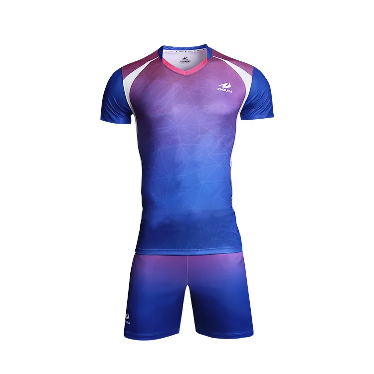 Zhouka New Style Custom Design Women Volleyball Uniform Color Blue And ...