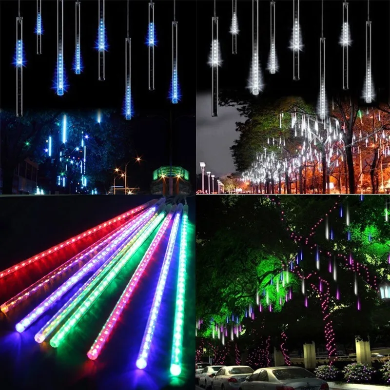 LED Rain Drop Christmas Lights Tube Meteor Lighting for Tree Decoration