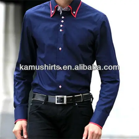 contrast collar shirt mens