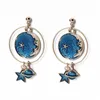 2019 NEW Fashion blue star moon metal earrings stud