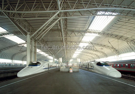 Galvanized steel roof truss for train station