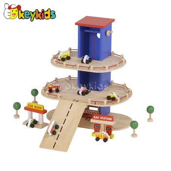 Wholesale Popular Role Play Toy Wooden 3 Layers Parking Garage Toy