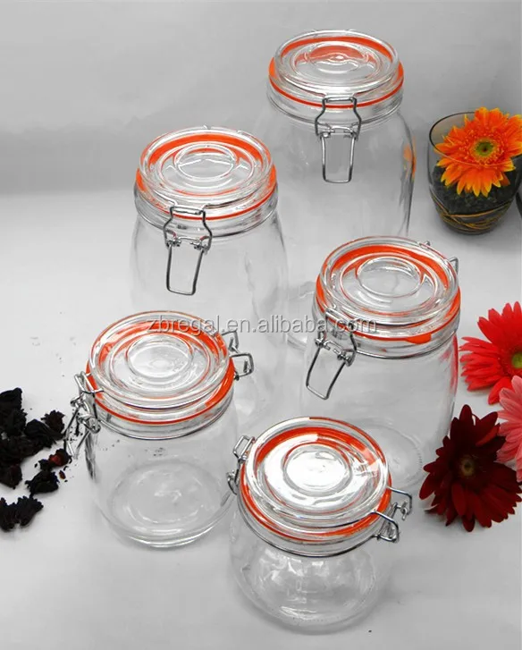 Cheap Airtight Clear Glass Storage Jar With Clip Top Locking Lid Buy