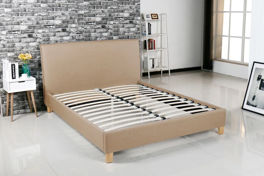 Morden Plywood Fabric Bed Frame With Simple Design,Queen Size Uphotered