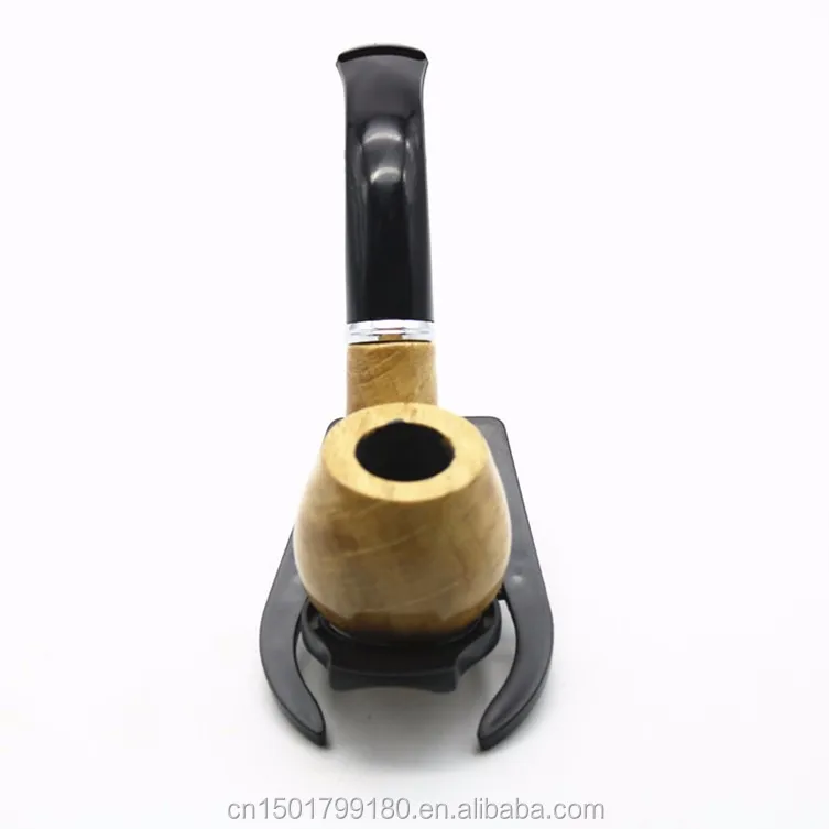 Ekj1001 Yellow Short Solid Wood Smoking Pipes 140mm Durable Tobacco