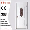 Alibaba recommended supplier YBH solid wooden door 3 panel double leaf flush design arc shape hard use