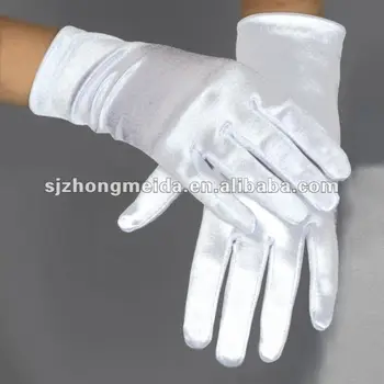 satin gloves white